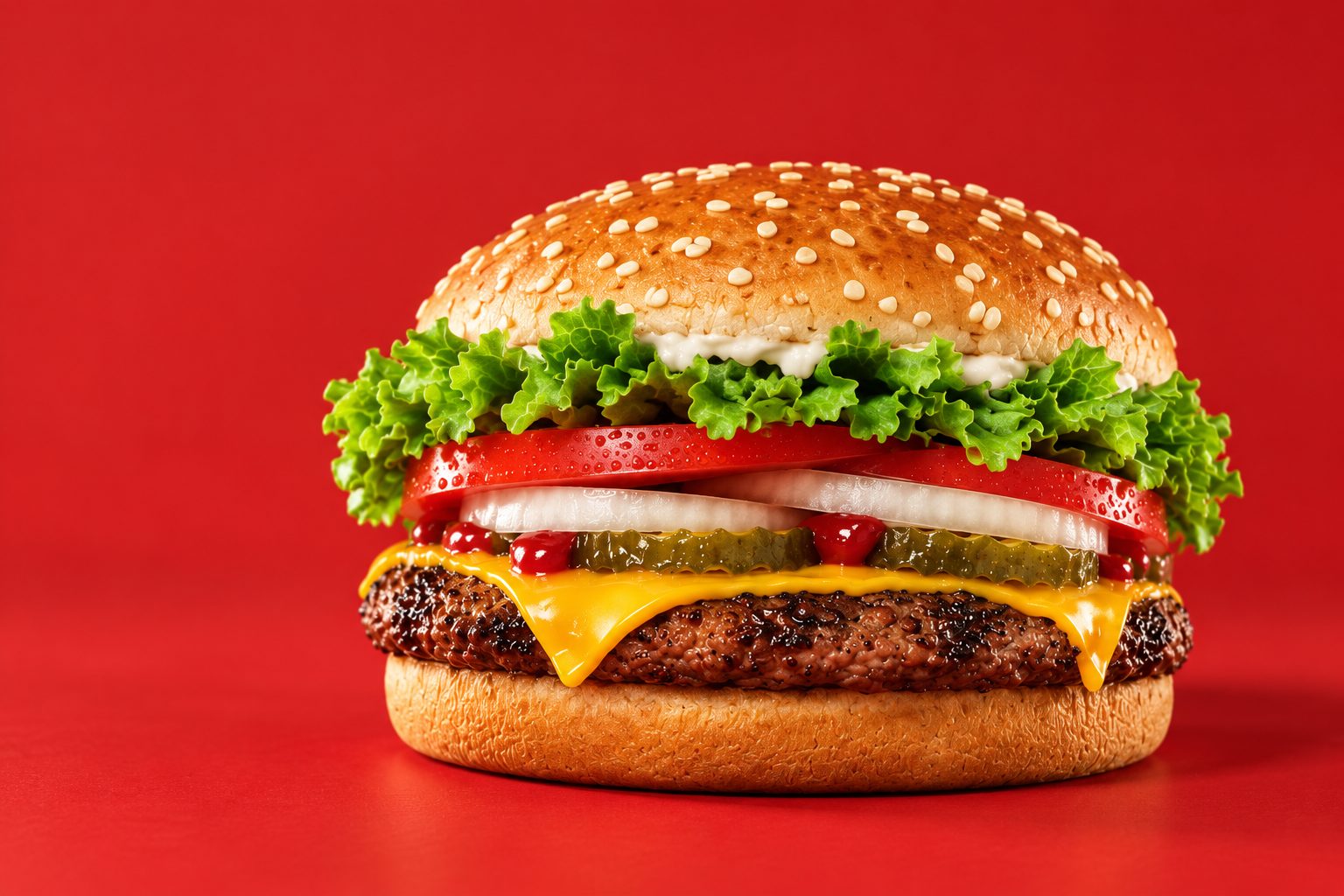 Burger se sýrem, rajčetem a salátem